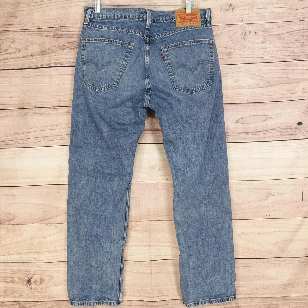 Levis 505 Jeans Mens 33x29 (34x30) Blue Medium Wash Regular Fit Stretch Denim